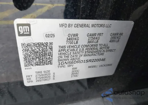 2025 Chevrolet Suburban 4Wd Z71 z USA, uszkodzony, nr VIN 1GNS6DRD1SR220046